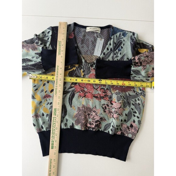 Aldomartins Anthropologie Ace Floral V Neck Sweater M petite wool blend NWT - Picture 6 of 11